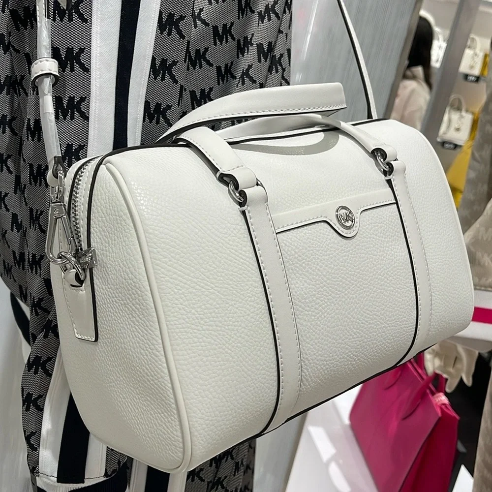 MICHAEL KORS JST TRAVEL MD DUFFLE SATCHEL SHOULDER CROSSBODY BAG MK  OPTIC WHITE